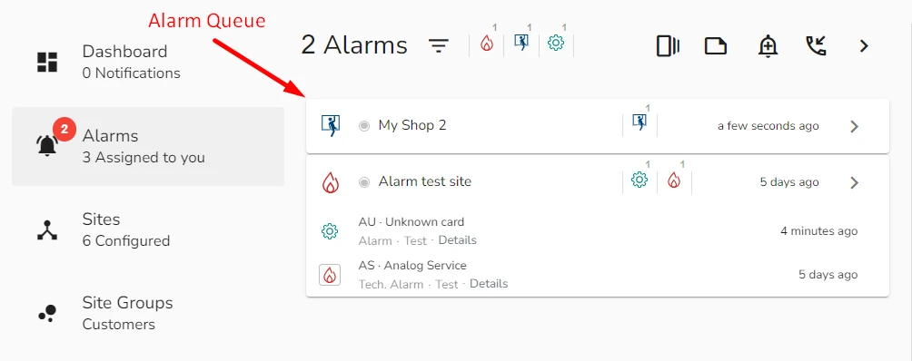 Alarms Queue