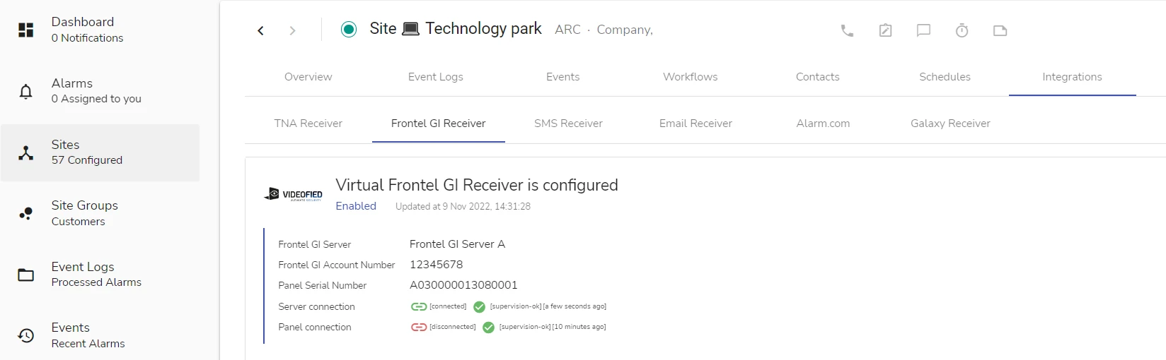 A Virtual Frontel GI Receiver instance when panel is not transferring data