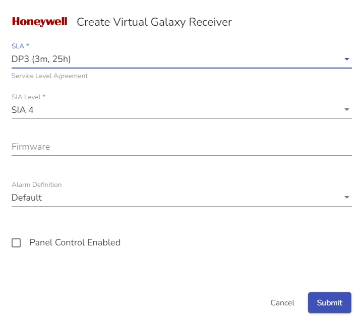Virtual Galaxy Receiver configuration dialog