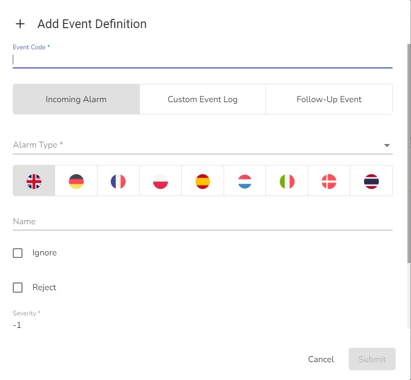 Add Event Definitions