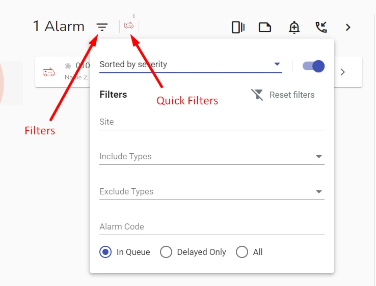 Filtering Alarms