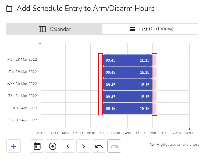 Schedules: buffer times in the workflow view, Calendar view