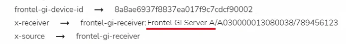 Frontel GI server name in the alarm details