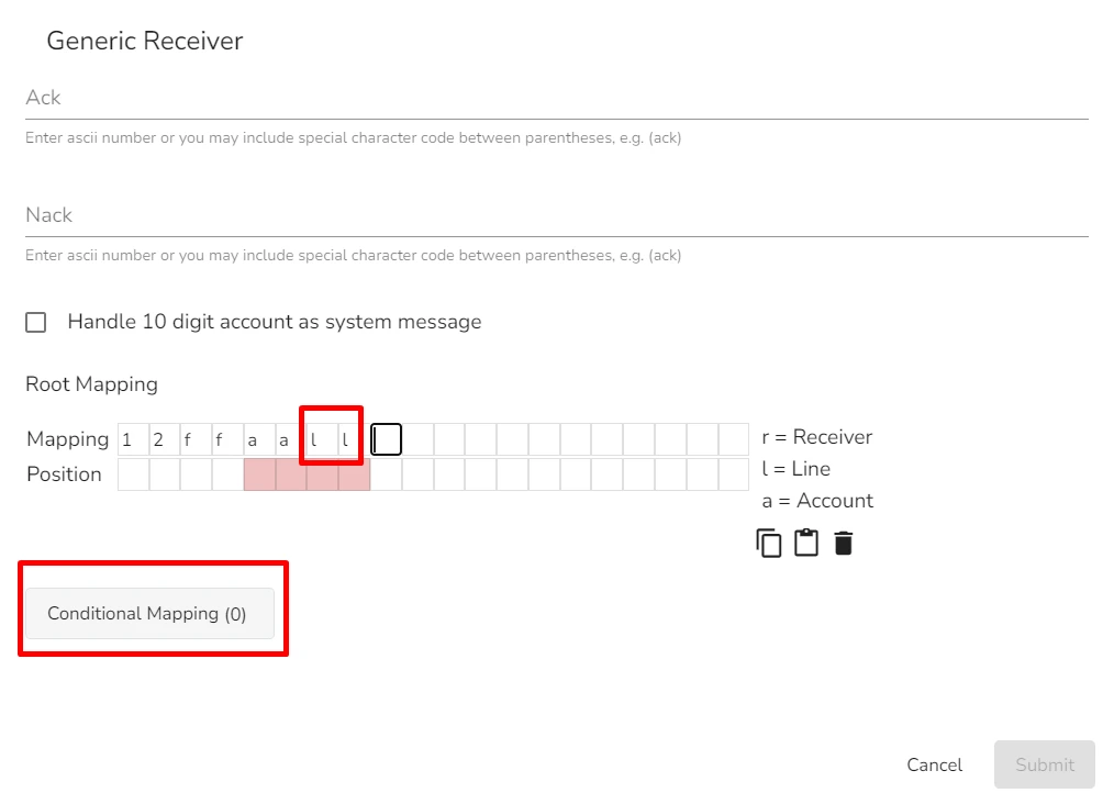 Message Mapping configuration