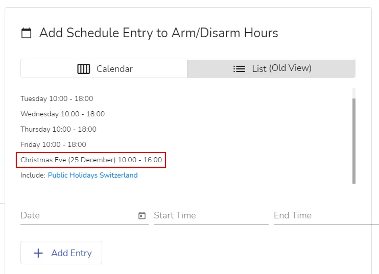 Schedules: a Special Day in the workflow view