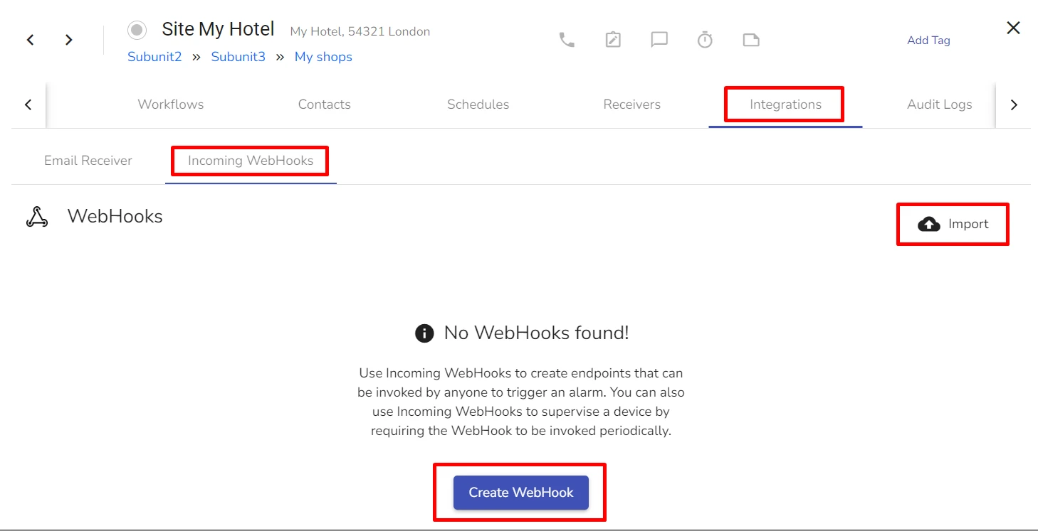 Configuring Webhooks For a Site 