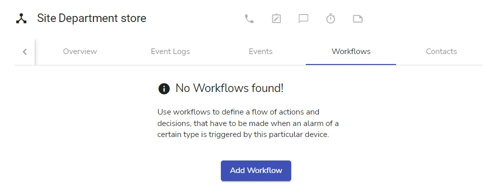Adding a workflow on an empty Workflows page